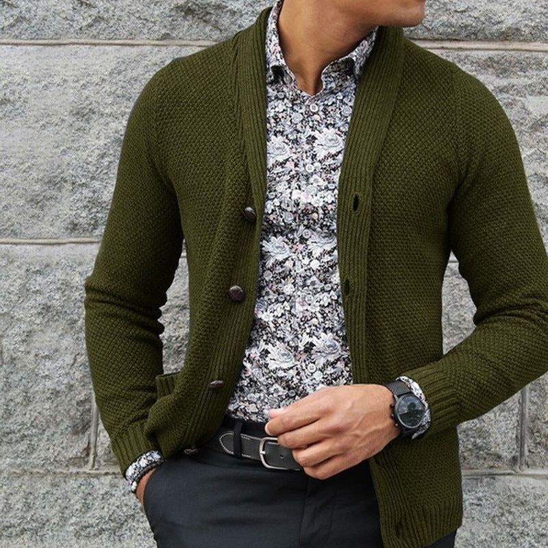 Herren Strickjacke mit strukturiertem Muster und eleganten Knopfdetails R&B