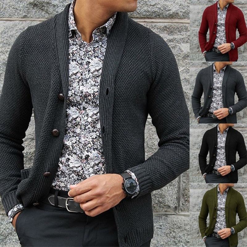 Herren Strickjacke mit strukturiertem Muster und eleganten Knopfdetails R&B