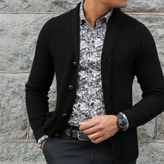 Herren Strickjacke mit eleganten Knopfdetails und strukturierter Textur R&B
