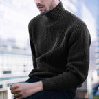 Herren Strickpullover mit modernem Stehkragen und feiner Rippstruktur R&B