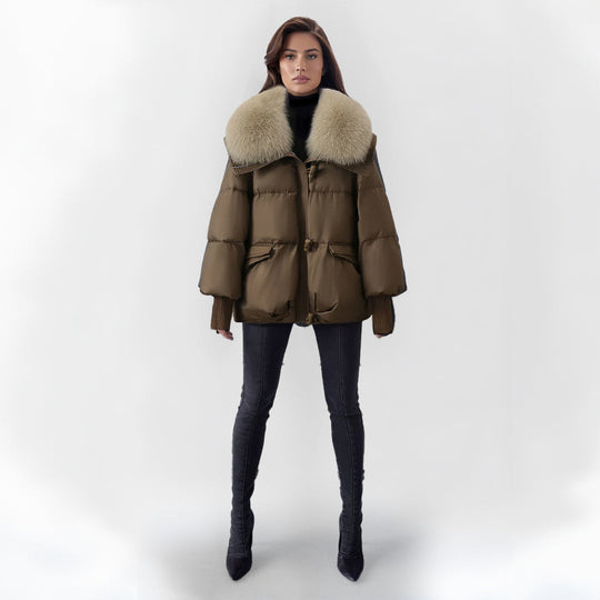 R&B | Pufferjacke mit Kunstpelzkragen
