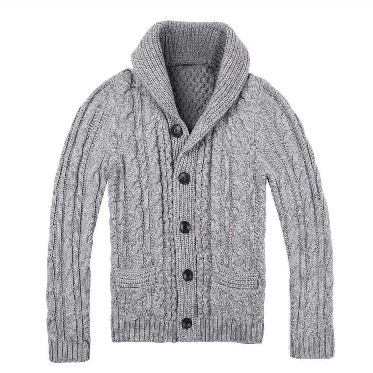 Herren Strickjacke mit klassischem Zopfmuster und praktischen Taschen R&B