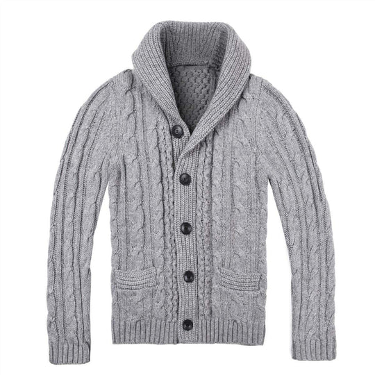 Herren Strickjacke mit klassischem Zopfmuster und praktischen Taschen R&B