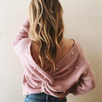 Damen Strickpullover mit Twist-Detail und Perlenbesatz