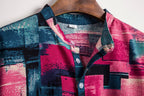 Herren Kurzarmhemd mit button-down Kragen und modernem Grafikdruck