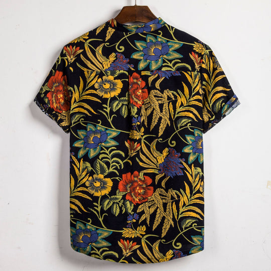 Herren Kurzarmhemd mit exotischem floralem Design und strukturiertem Kragen R&B
