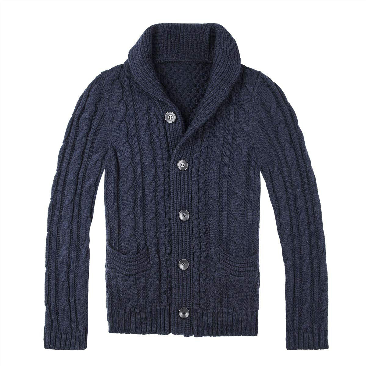 Herren Strickjacke mit klassischem Zopfmuster und praktischen Taschen R&B