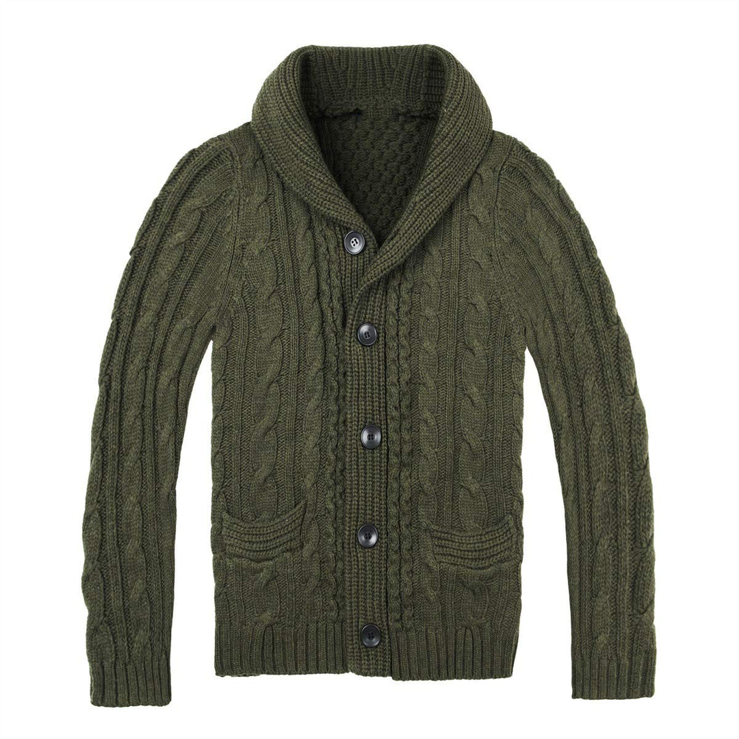 Herren Strickjacke mit klassischem Zopfmuster und praktischen Taschen R&B