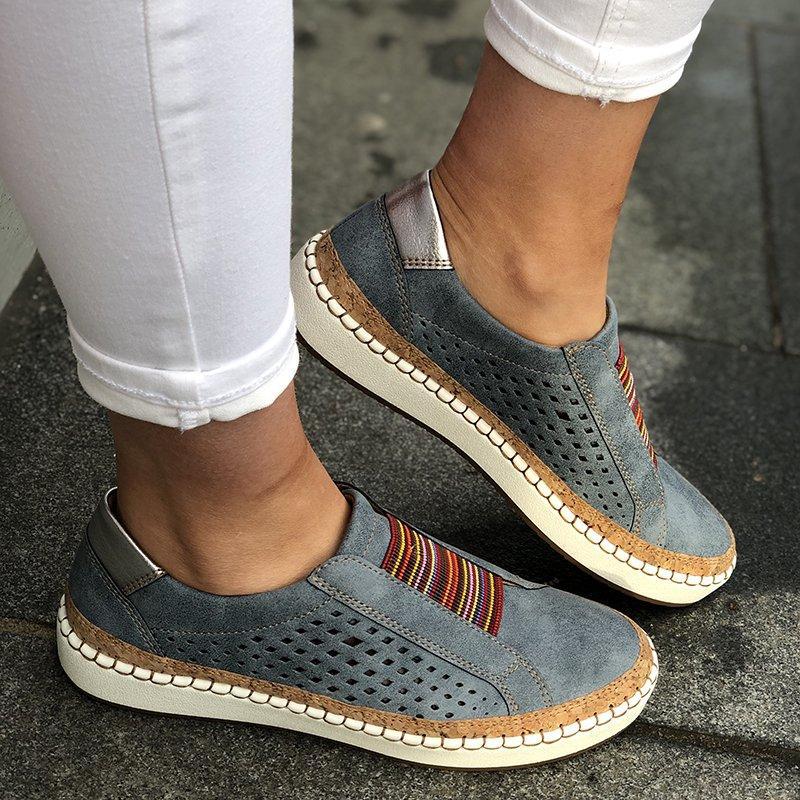 Damen Slip-On Sneaker mit atmungsaktiver Perforation und detailverliR&Btem Flair R&B