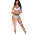 Damen transparenter Strandüberwurf mit bunten Akzenten R&B