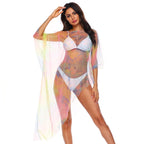 Damen transparenter Strandüberwurf mit bunten Akzenten R&B