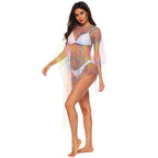 Damen transparenter Strandüberwurf mit bunten Akzenten R&B