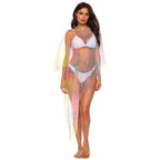 Damen transparenter Strandüberwurf mit bunten Akzenten R&B