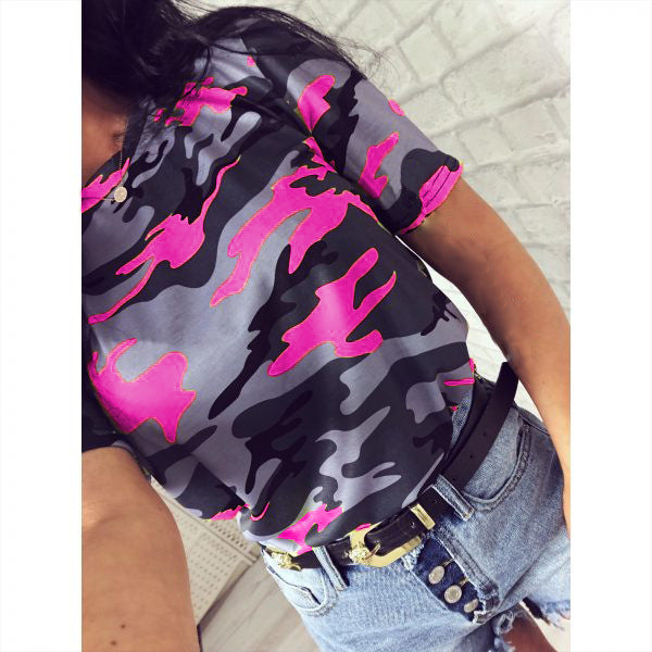 Damen Sportliches Camouflage-T-Shirt R&B