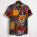 Herren Kurzarmhemd mit buntem Patchwork-Design
