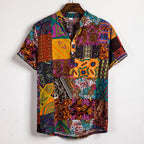Herren Kurzarmhemd mit buntem Patchwork-Design