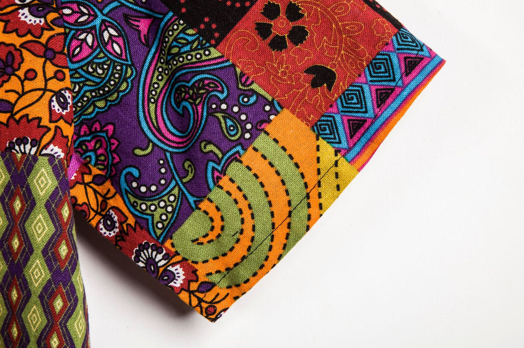 Herren Kurzarmhemd mit buntem Patchwork-Design R&B
