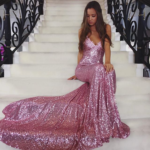 Damen Glamouröses Langarmkleid mit schimmernden Pailletten R&B