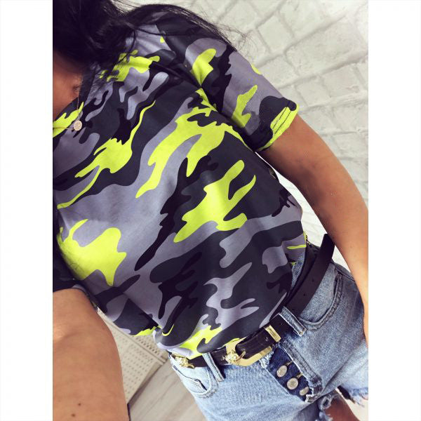 Damen Sportliches Camouflage-T-Shirt R&B