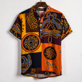Herren Kurzarmhemd mit afric-inspired Mustern und lässigem Henley-Ausschnitt