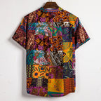 Herren Kurzarmhemd mit buntem Patchwork-Design