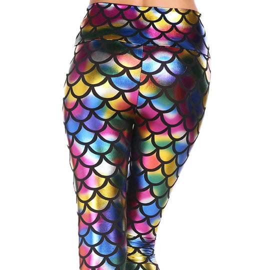 Damen Leggings mit schimmerndem Schuppenmuster R&B