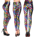 Damen Leggings mit schimmerndem Schuppenmuster