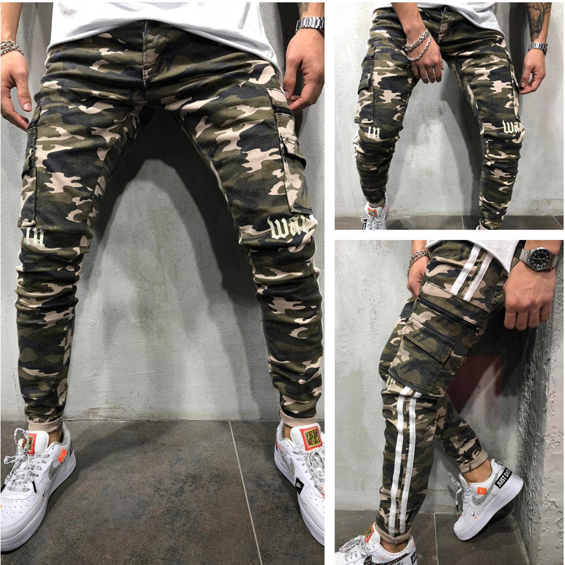 Herren Cargohose mit modernem Camouflage-Muster R&B