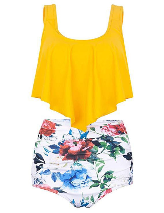 Damen Modisches Tankini-Set mit floralem Unterteil und lässigem Oberteil R&B