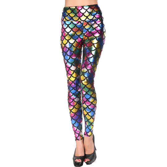 Damen Leggings mit schimmerndem Schuppenmuster R&B