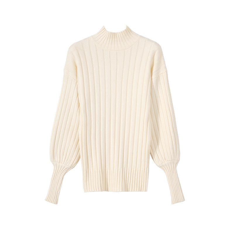 Damen Grobstrickpullover mit hochstehendem Kragen und strukturiertem Design R&B