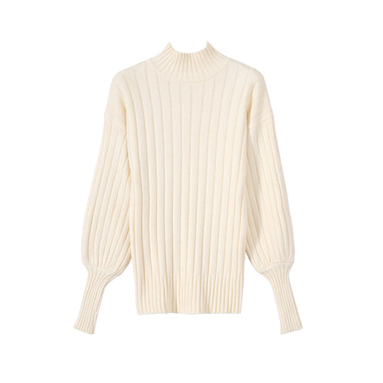 Damen Grobstrickpullover mit hochstehendem Kragen und strukturiertem Design R&B