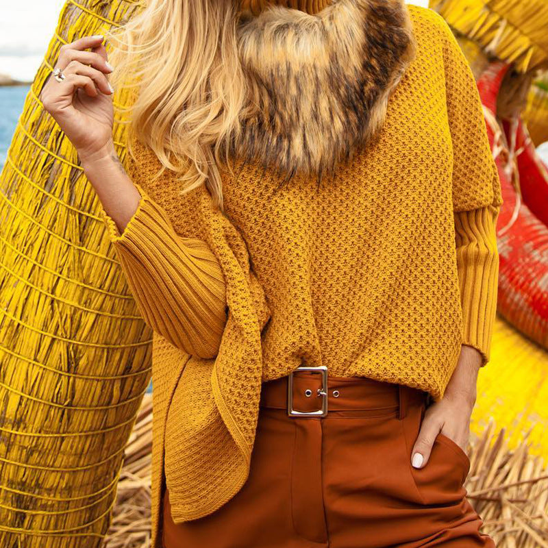 Damen Oversized Rollkragenpullover mit strukturiertem Strickdesign R&B