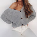 Damen oversized Strickjacke mit tiefem V-Ausschnitt und modischen Knopfdetails R&B