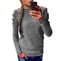 Damen modischer Strickpullover mit offenen Schultern und raffinierten Details