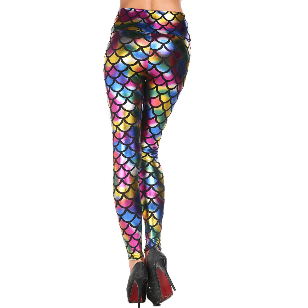 Damen Leggings mit schimmerndem Schuppenmuster R&B