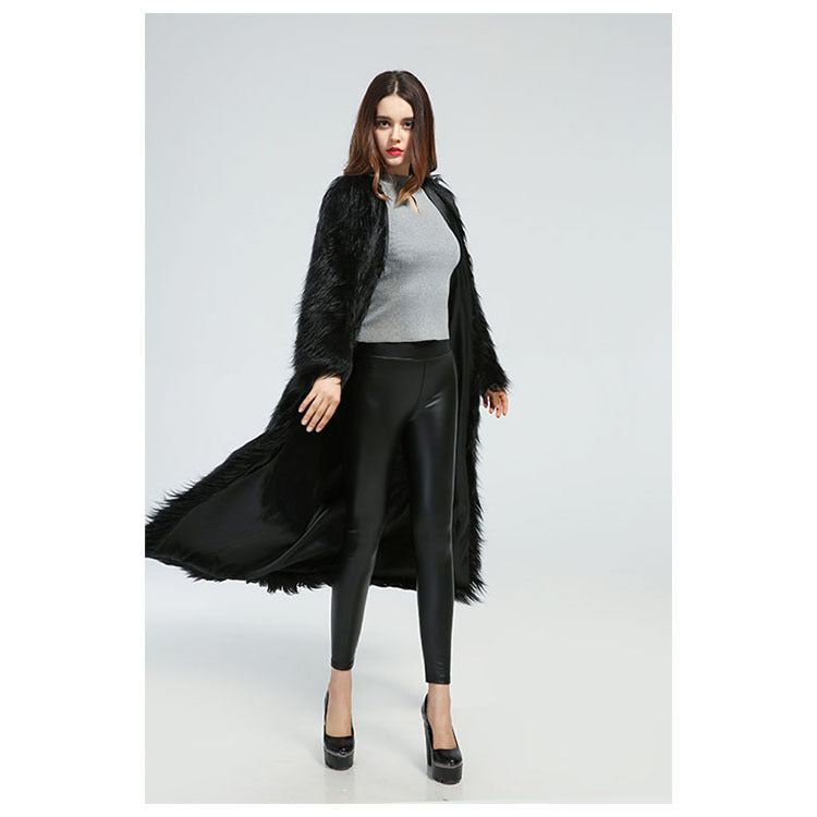 Damen Eleganter Midikleid mit luxuriösem Kunstfell R&B