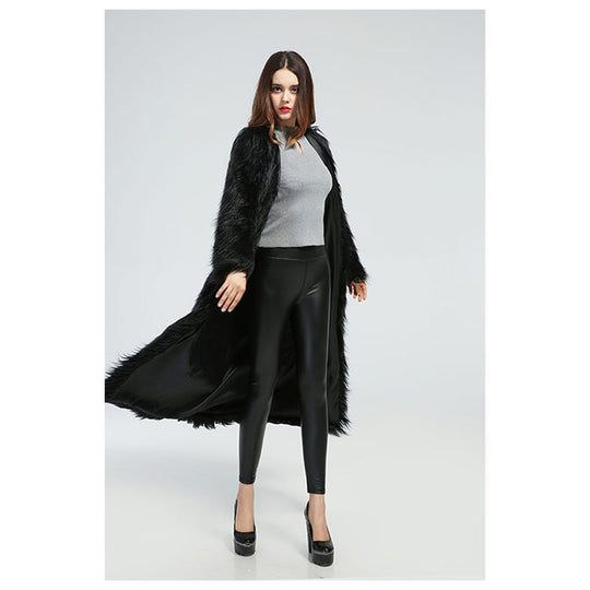 Damen Eleganter Midikleid mit luxuriösem Kunstfell R&B