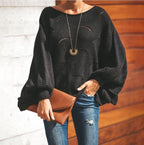 Damen Oversize Strickpullover mit romantischem Wellenmuster R&B