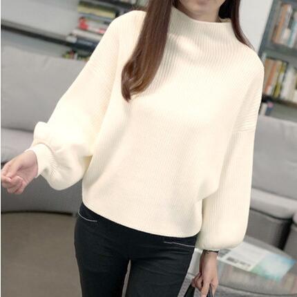 Damen Pullover mit voluminösen Ärmelabschlüssen und hohem Kragen R&B