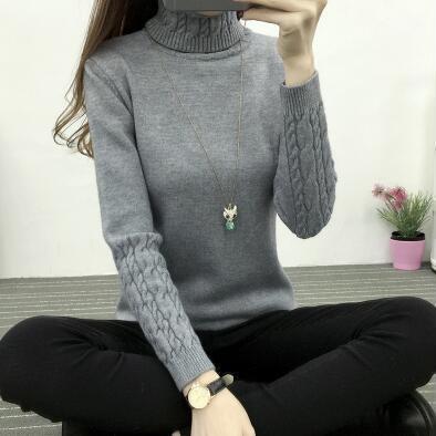 Damen Feinstrickpullover mit hohem Kragen und Zopfmuster R&B