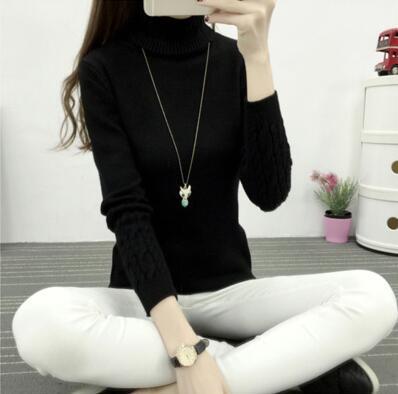 Damen Feinstrickpullover mit hohem Kragen und Zopfmuster R&B