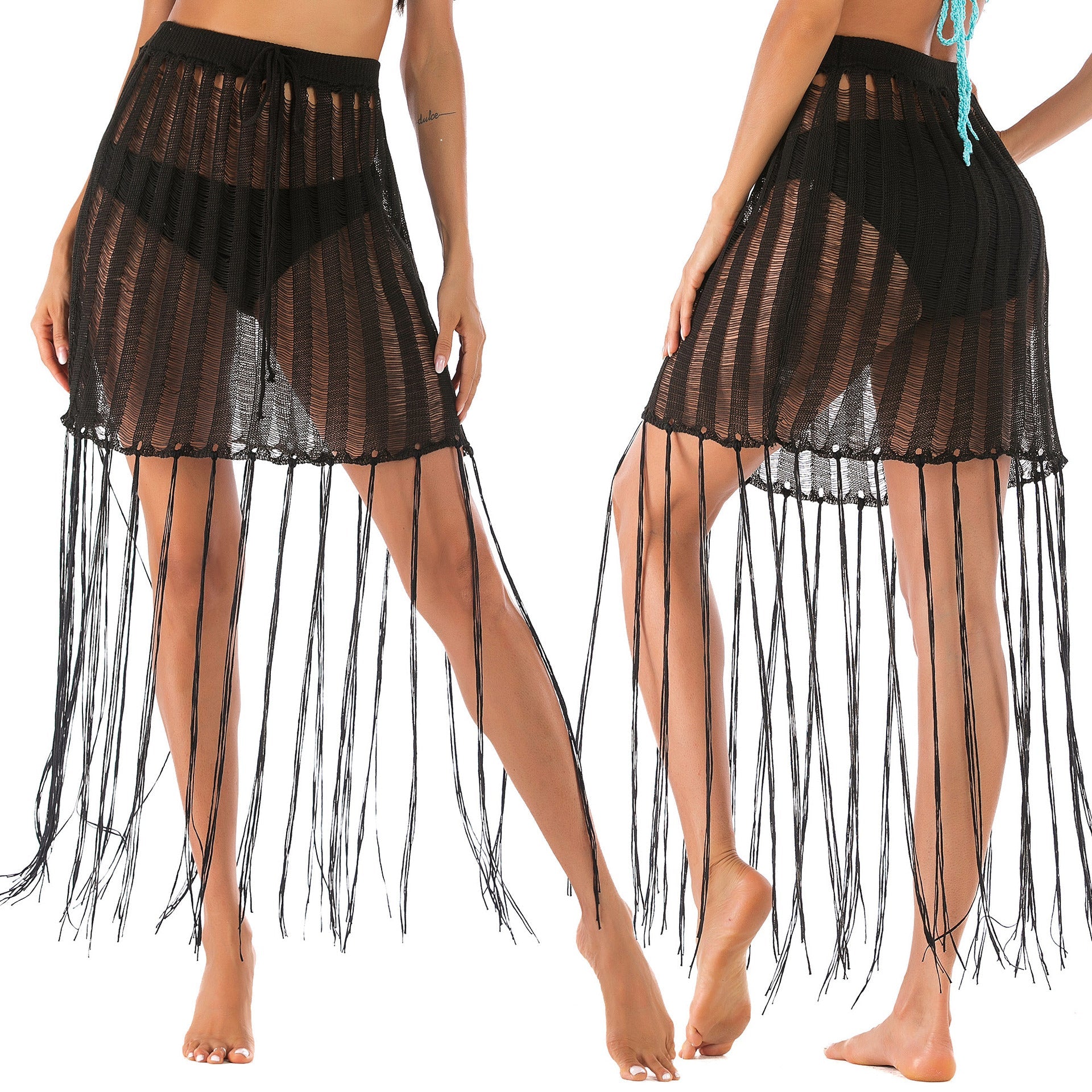Damen Häkel-Strandsarong mit Fransen R&B