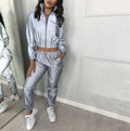 Damen Sportliches Freizeit-Set mit cropped Jacke und elastischem Bund R&B