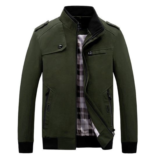 Herren modische Feldjacke mit praktischen Taschen und hohem Kragen R&B