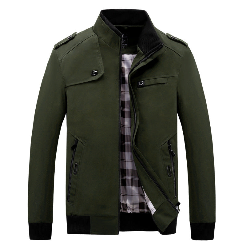 Herren modische Freizeitjacke mit praktischem Taschenlayout und hohem Kragen R&B