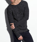 Herren Grobstrickpullover mit strukturierter Oberfläche und modernem V-Ausschnitt R&B