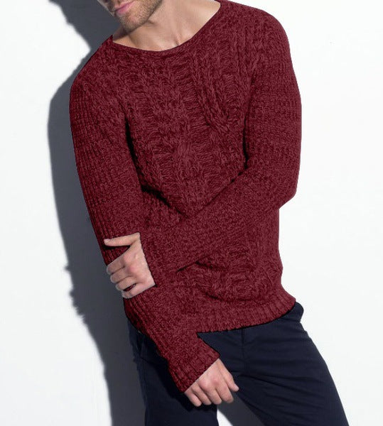 Herren Grobstrickpullover mit strukturierter Oberfläche und modernem V-Ausschnitt R&B