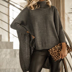 Damen Oversized Rollkragenpullover mit strukturiertem Strickdesign R&B
