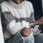 Damen modischer Strickpullover mit einzigartigen Farbdesigns und voluminösen Ärmeln R&B